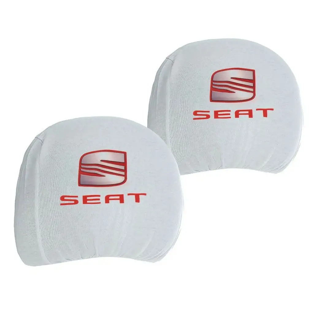 Чохли для підголівників Універсальні Seat Білі Кольоровий логотип 2 шт