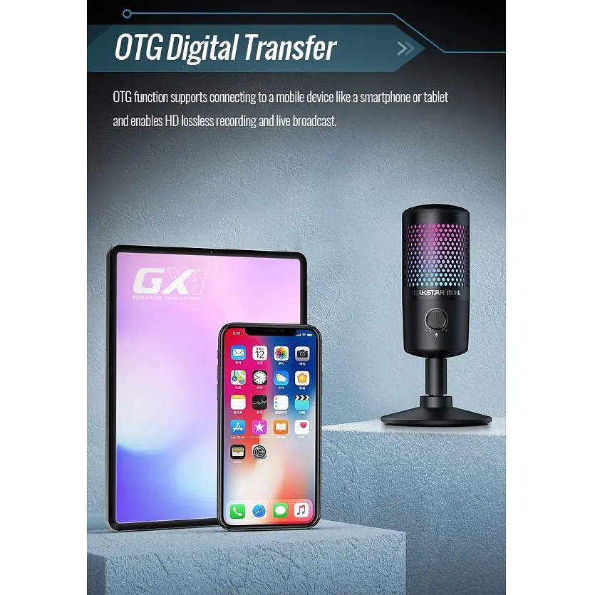 Цифровий конденсаторний мікрофон для запису Takstar GX-1 USB RGB - фото 11
