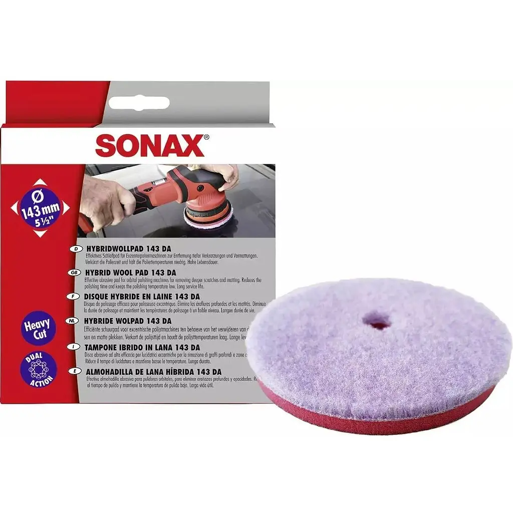 Гібридний полірувальний круг Sonax ProfiLine Hybridwollpad 143 DA з натуральної овечої вовни та поліестеру 143 мм - фото 2