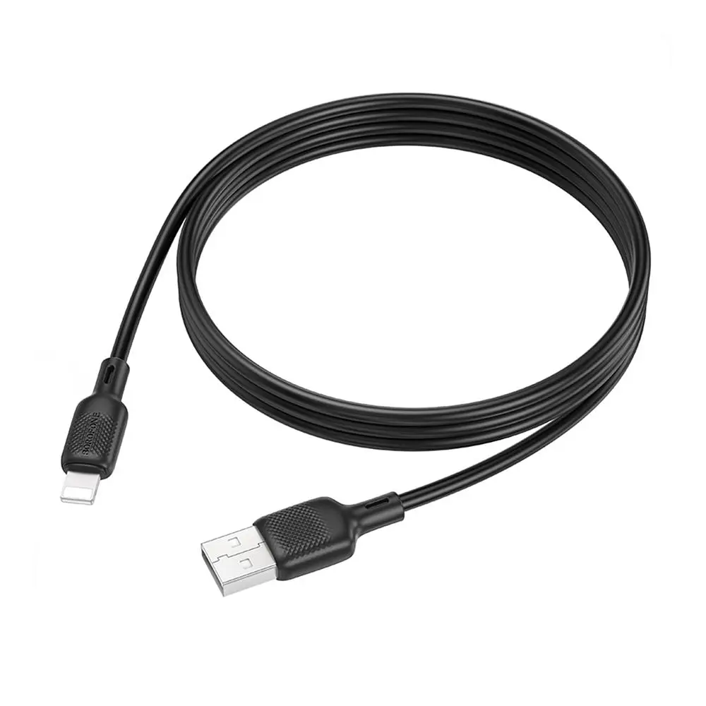 Кабель синхронізації Borofone BX113 Silicone 2.4A USB-A to Lightning 1 м Black (35582_3346745)