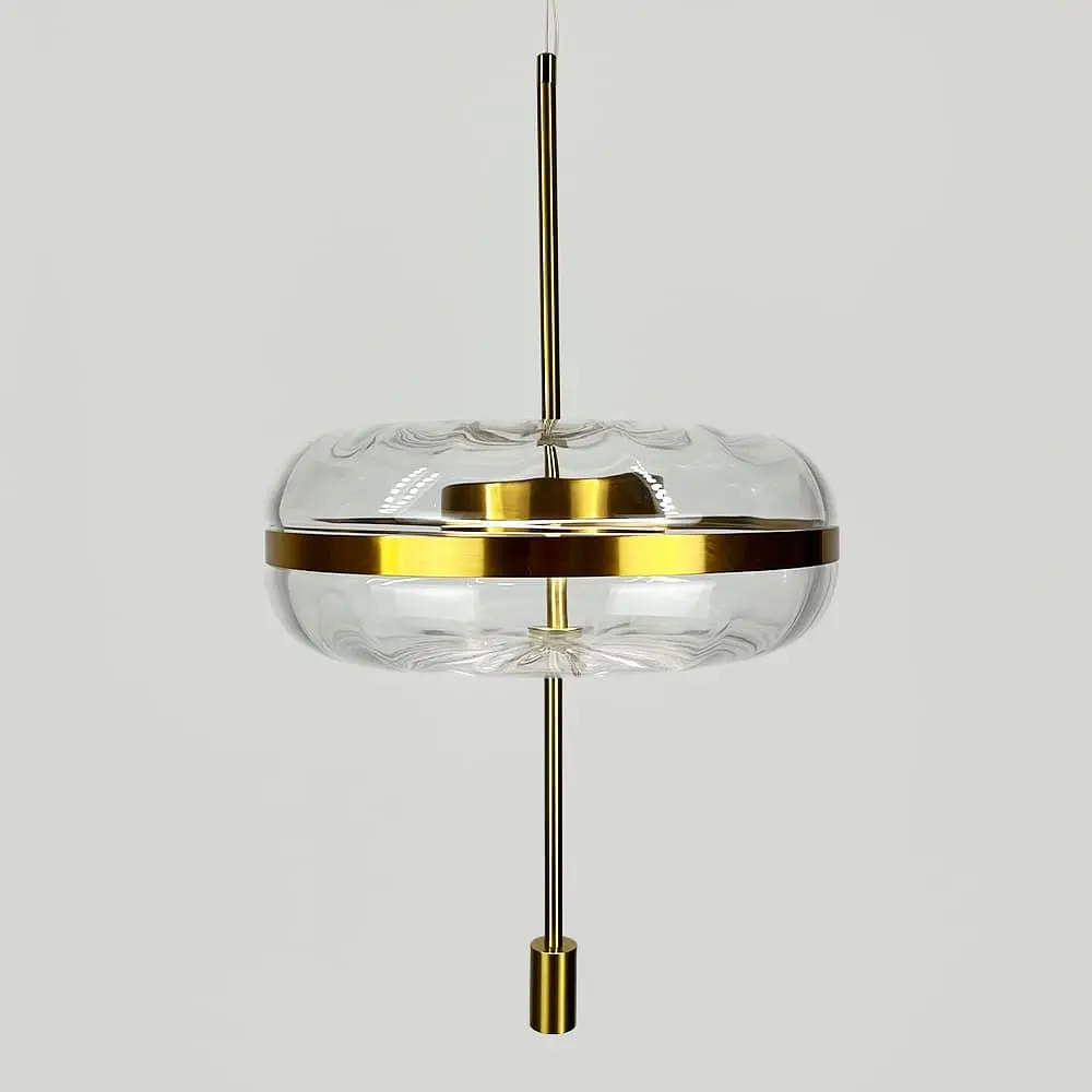 Підвісний світильник із прозорим плафоном та латунним корпусом Ø 35х40 см | Line F | Арт. BM4-350 AB+CL - фото 6