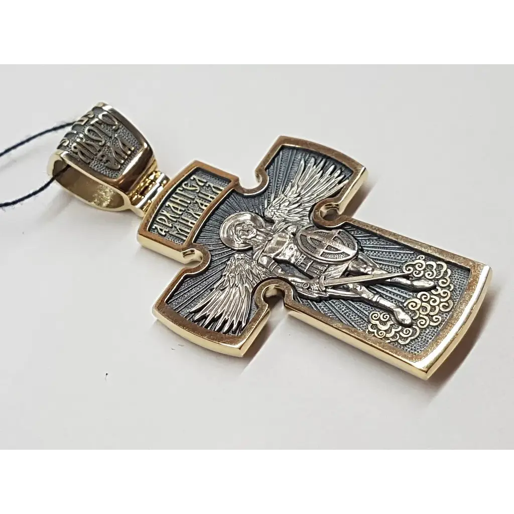 Золотий хрестик Харківська ювелірна фабрика. Архангел Михайло. 11552-ЧЕВРО - фото 4