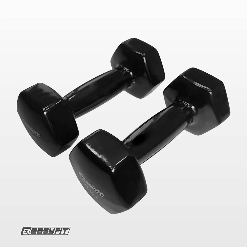 Гантель для фітнесу 3.0 кг EasyFit із вініловим покриттям чорна - фото 4