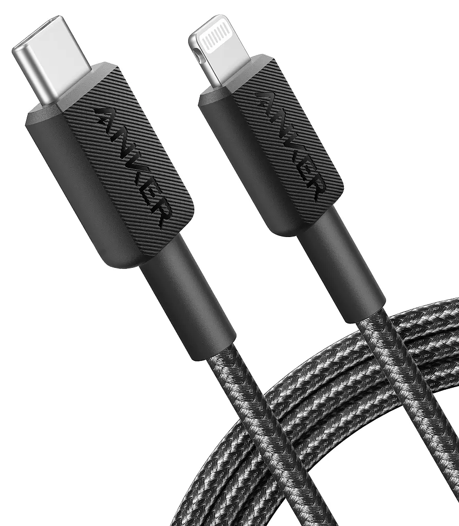 Кабель 322 USB-C to Lightning - 1.8m Nylon Black Anker teh0022035