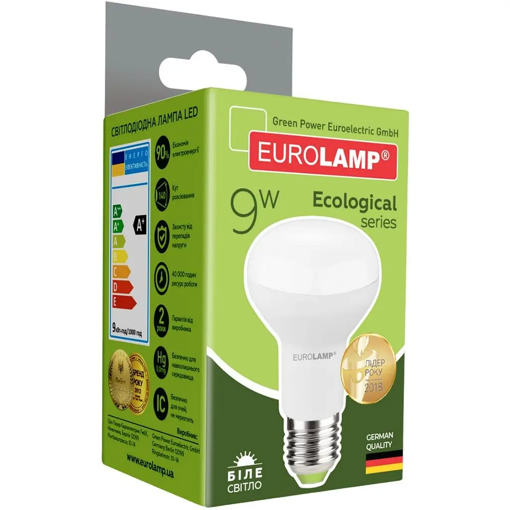 Світлодіодна лампа Eurolamp LED Ecological Series, R63, 9W, E27, 4000K (LED-R63-09274(P)) - фото 4