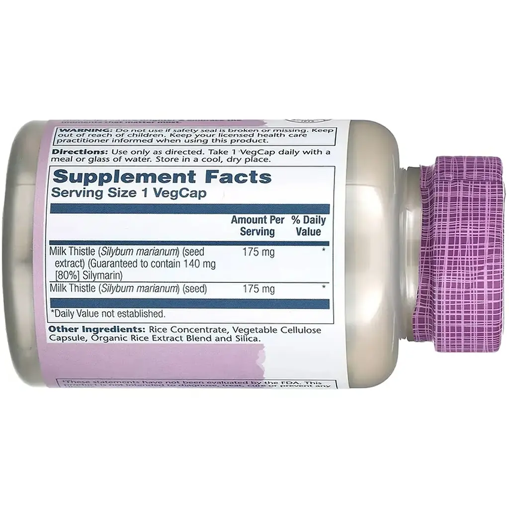 Екстракт насіння розторопші Solaray Milk Thistle Seed Extract 175 мг 120 веганських капсул - фото 3
