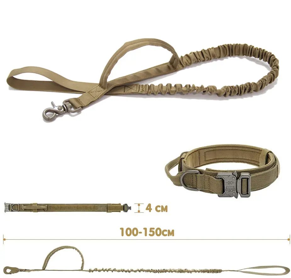 Нашийник для собак з повідцем Harness, нейлоновий з металевою пряжкою-фастекс Коричневий, XL - фото 4