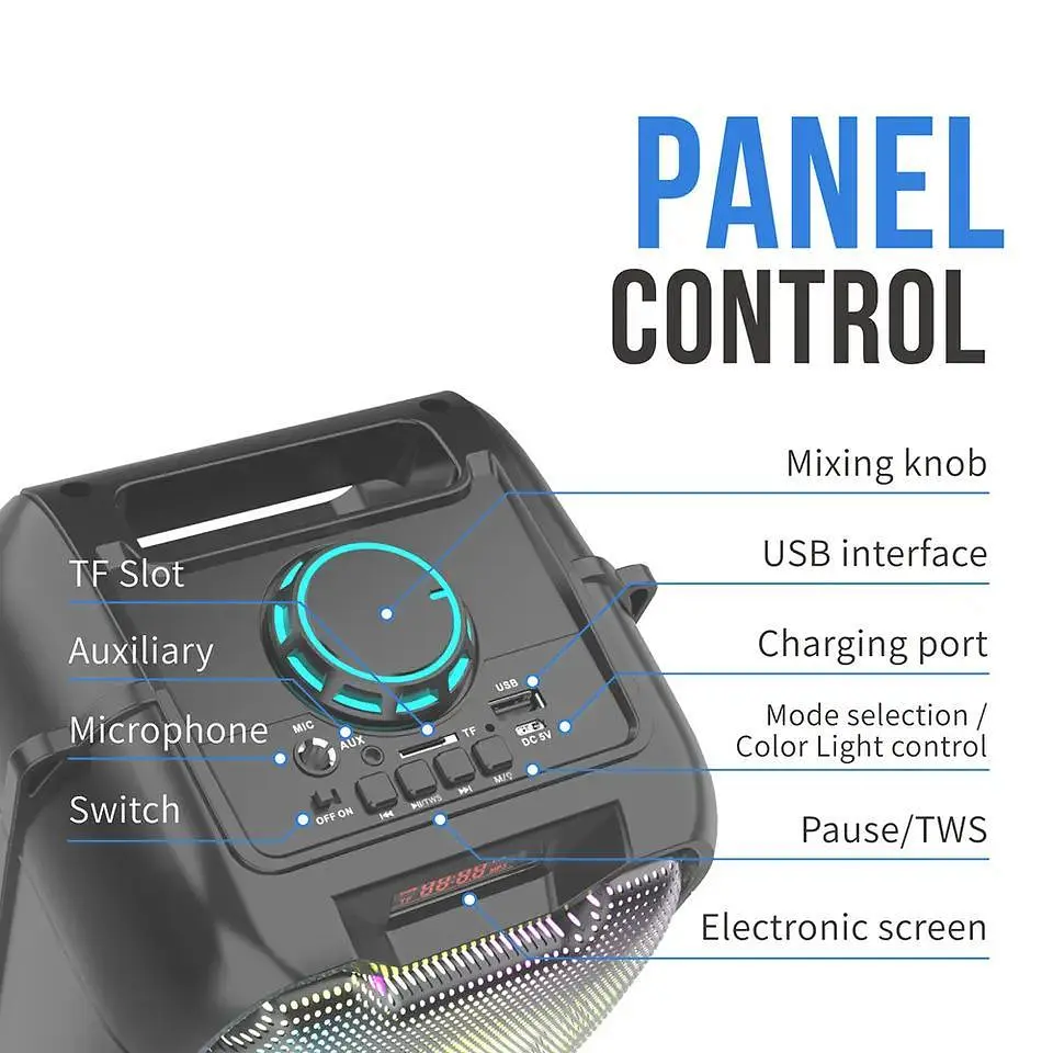 Потужна Bluetooth колонка ZQS-4235 з підсвічуванням та мікрофоном - фото 9