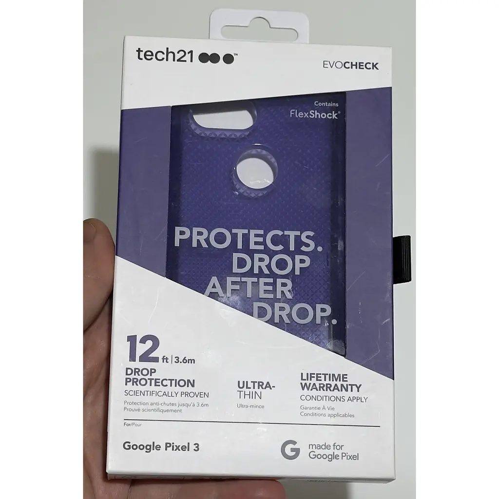 Оригінальний протиударний чохол Tech21 Evo Check для Google Pixel 3 (5.5") Ultra Violet Purple - фото 2
