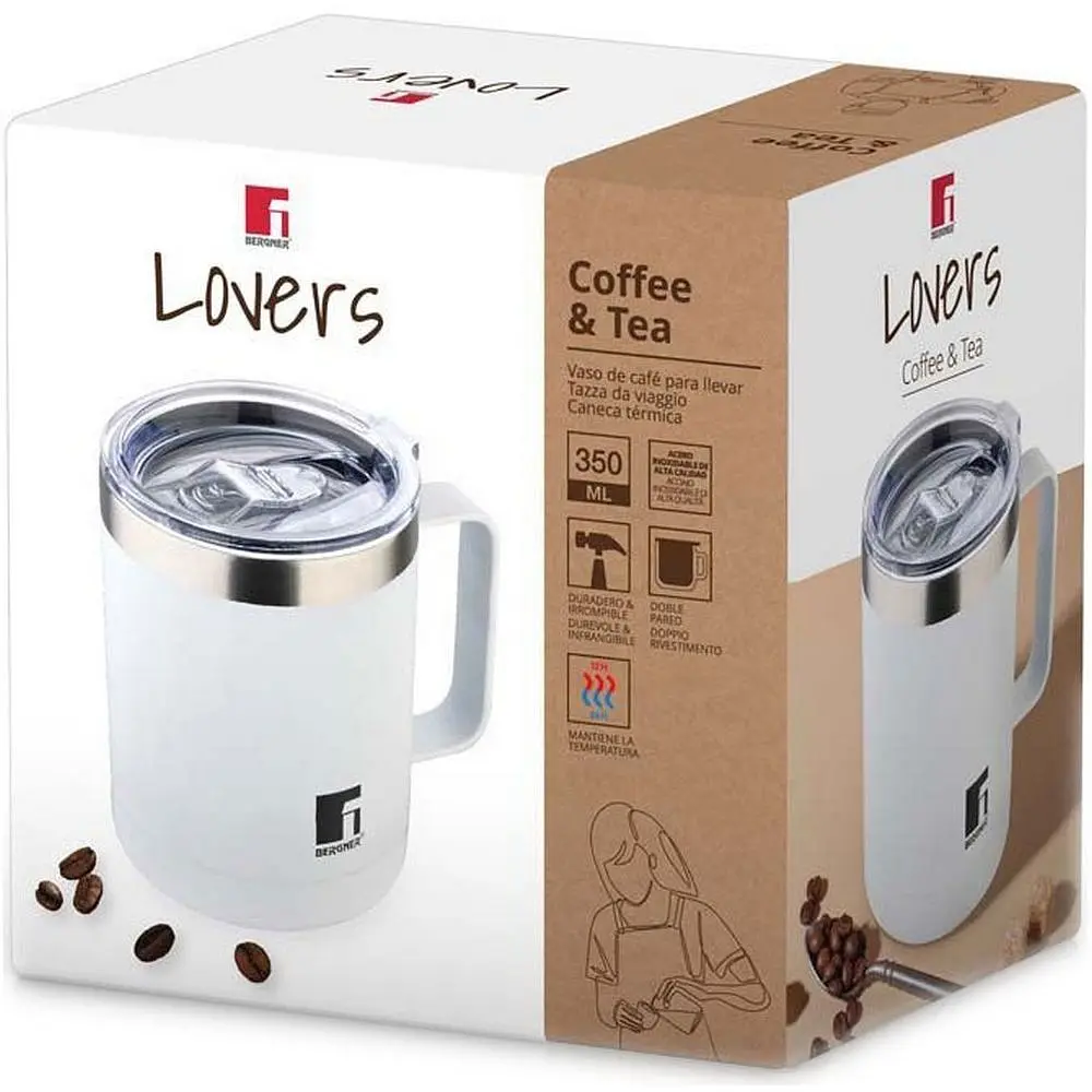 Термокружка Bergner Coffee & Tea Lovers 350 мл (BG-37788-WH) - фото 4
