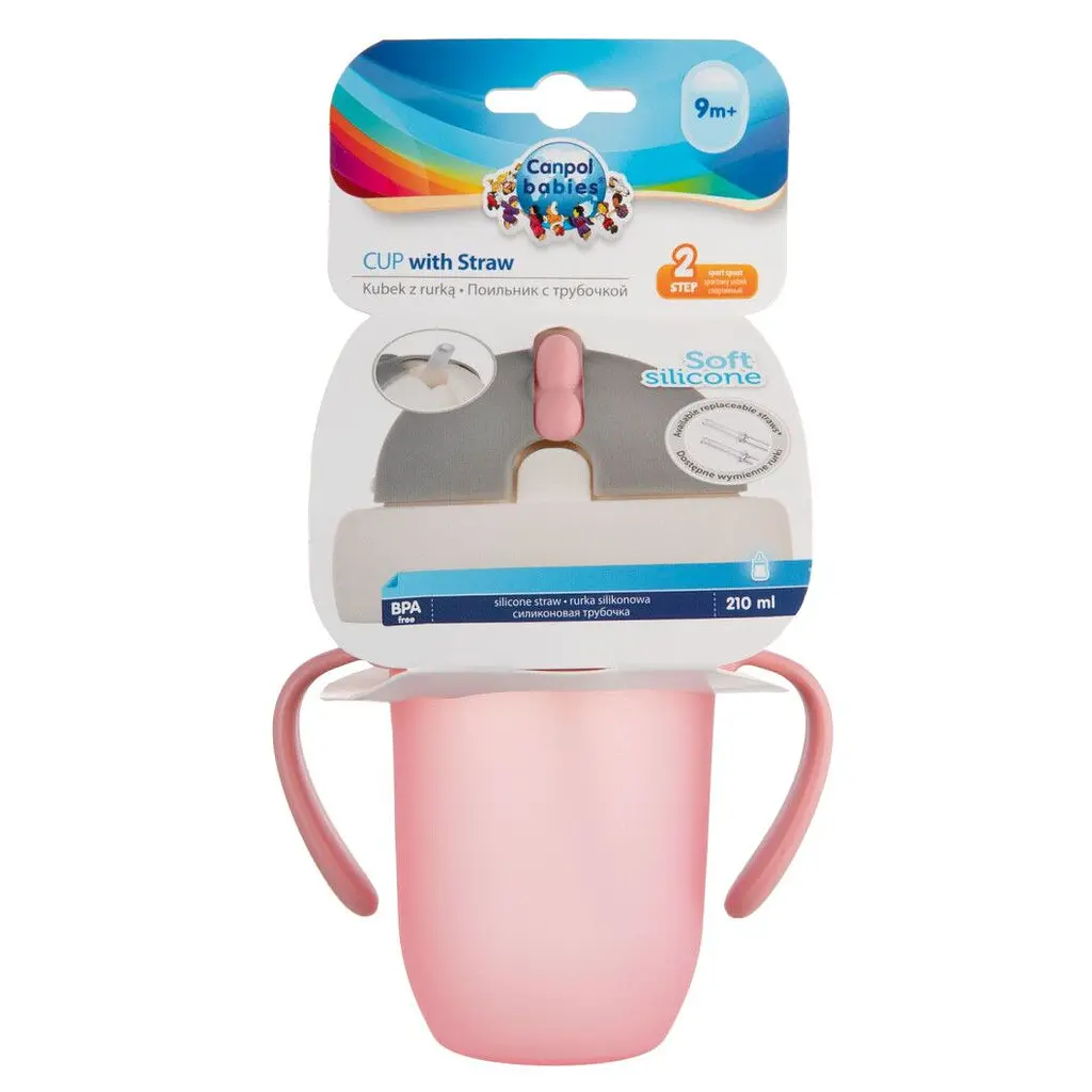 Кружка з силіконовою трубочкою Canpol babies Matte Pastels 210 мл рожевий - фото 9
