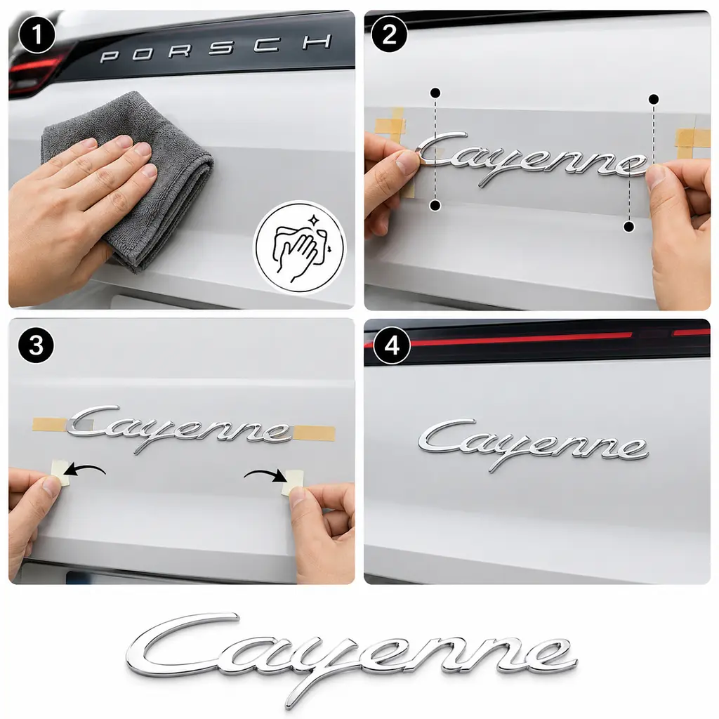 Емблема напис Cayenne для Porsche 175х35мм ХРОМ пластик (на скотчі) - фото 2