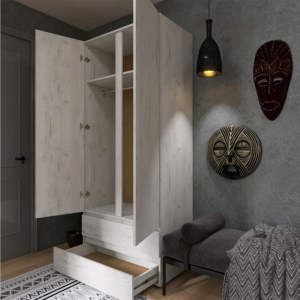 Шафа дводверна Еверест ШЛ-2 Лайт Дуб Крафт білий (DTM-071084) - фото 3