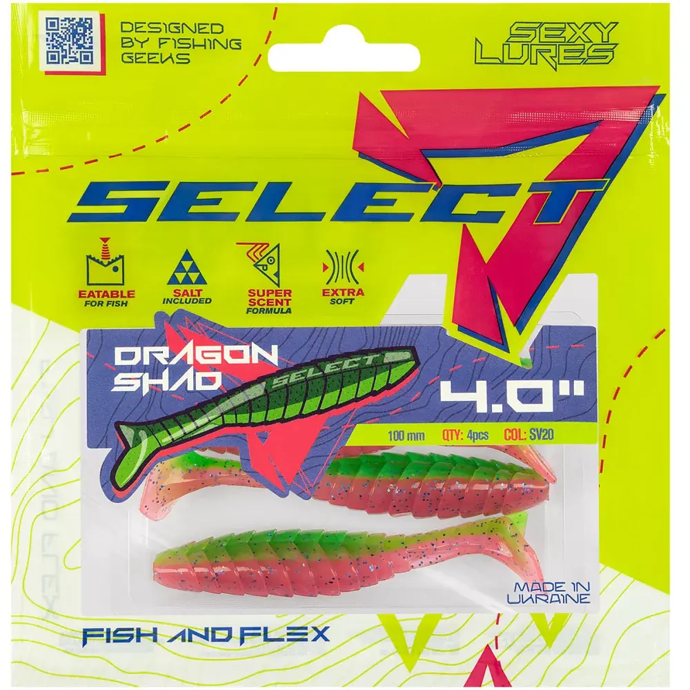 Силікон Select Dragon Shad 4" SV20 (4 шт/уп) - фото 2