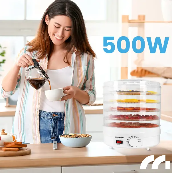 Харчова сушарка Maltec DryMaster II 500 Вт 11.5 л 5 лотків регулювання температури 35–70°C захист від перегріву BPA Free - фото 6