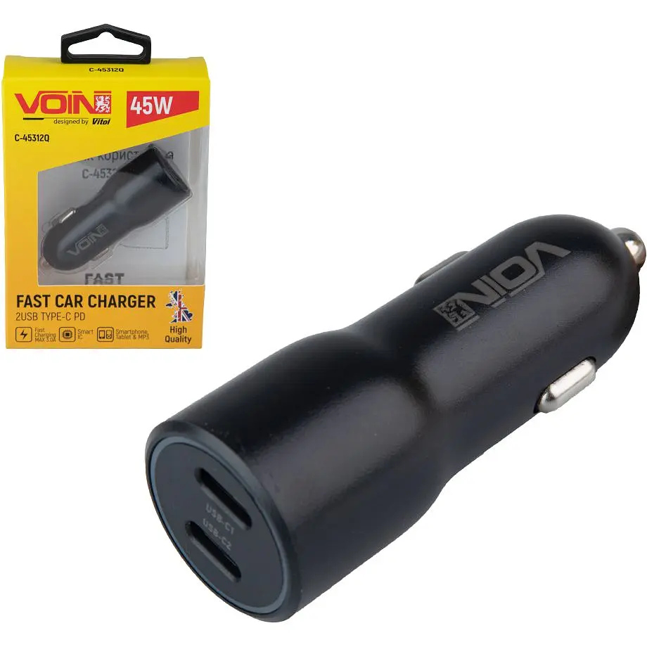Автомобільний зарядний пристрій Voin 45W, 2PD 45W 12/24V (C-45312Q) - фото 4