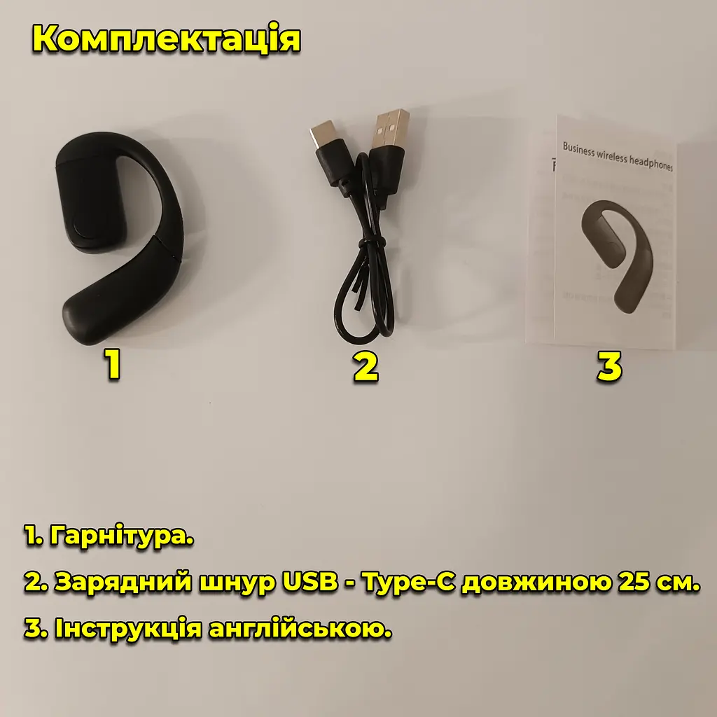 Бездротова гарнітура Bluetooth 5.4. 200mAh. Захист від вологи. Для обох вух - фото 12