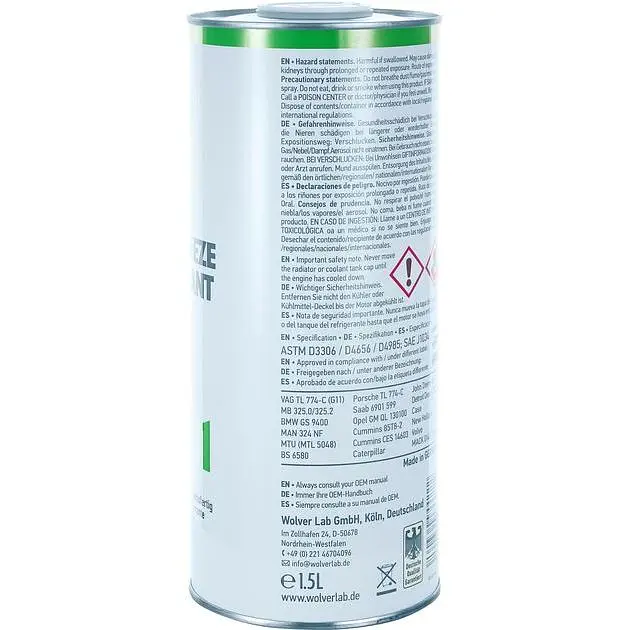 Антифриз Wolver Antifreeze & Coolant WG11 зеленый 1.5 л - фото 3