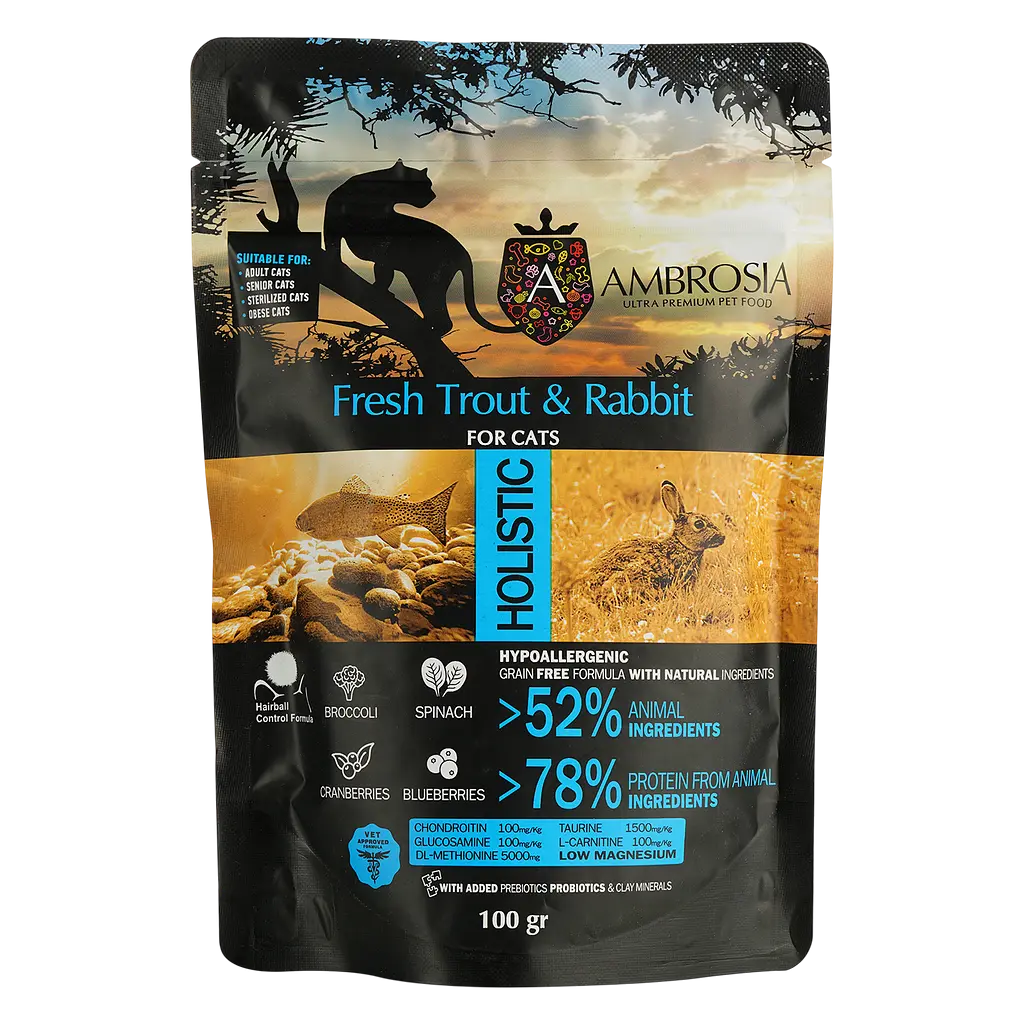 Набор дегустационного сухого корма для взрослых кошек Ambrosia Grain Free 400 г (4 шт. х 100 г) - фото 4