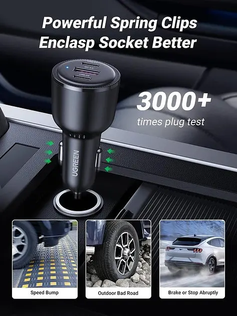 Автомобільний зарядний пристрій UGREEN CD239 3 виходи - 2С + 1U 69 W (20467) - фото 4