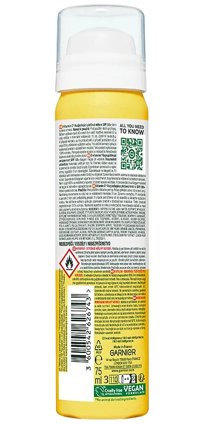 Сонцезахисний спрей-міст Garnier Vitamin C Brightening Over Make-up UV Mist SPF 50+ 75 мл - фото 2