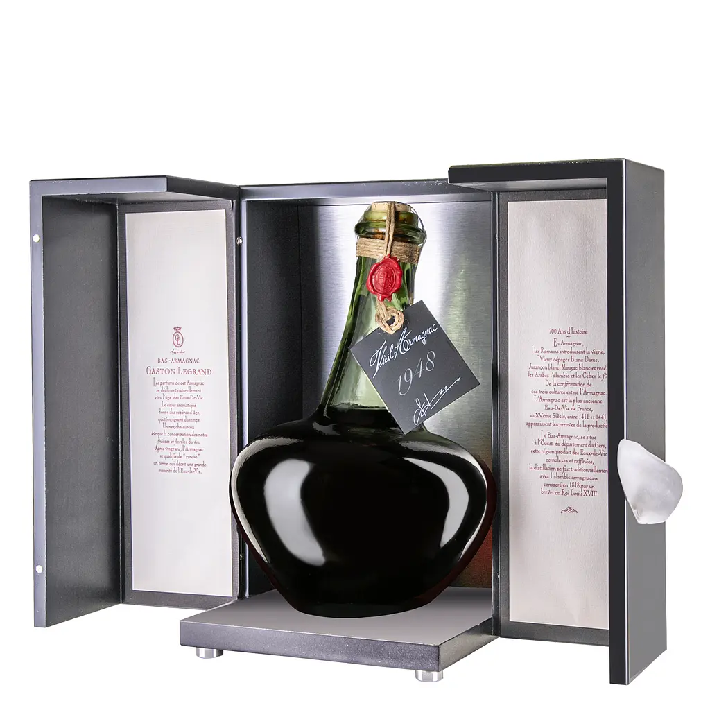 Арманьяк Baron Gaston Legrand Bas Armagnac 1948 Carafe Pansue, у дерев'яній коробці, 40%, 2 л - фото 3