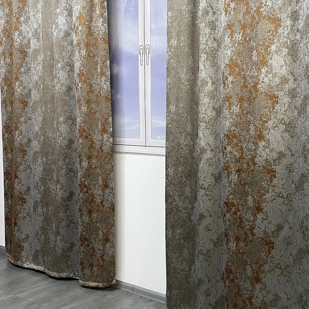 Жакардові мармурові штори сіро-бронзового кольору на тасьмі 2шт. 150х270 ALBO pbe0052403 - фото 2