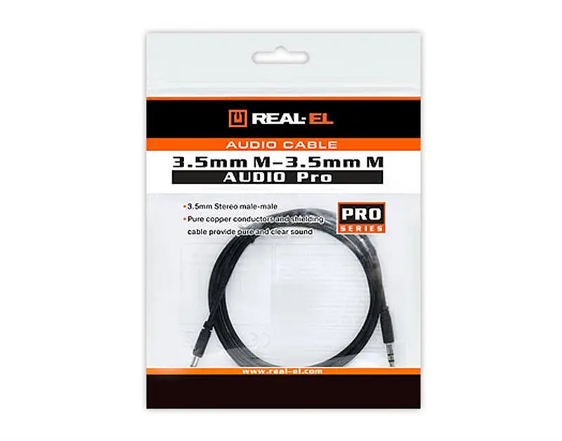 Аудіо-кабель REAL-EL Audio Pro (EL123500040) mini-jack 3.5мм(M)-mini-jack 3.5мм(M) 1м, чорний - фото 3