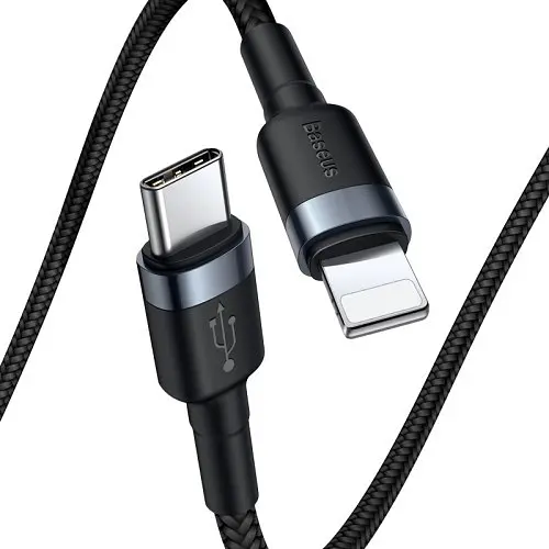 PD Кабель Baseus Cafule Cable Type-C to iP PD 20W 1m сірий+чорний CATLKLF-G1 - фото 3