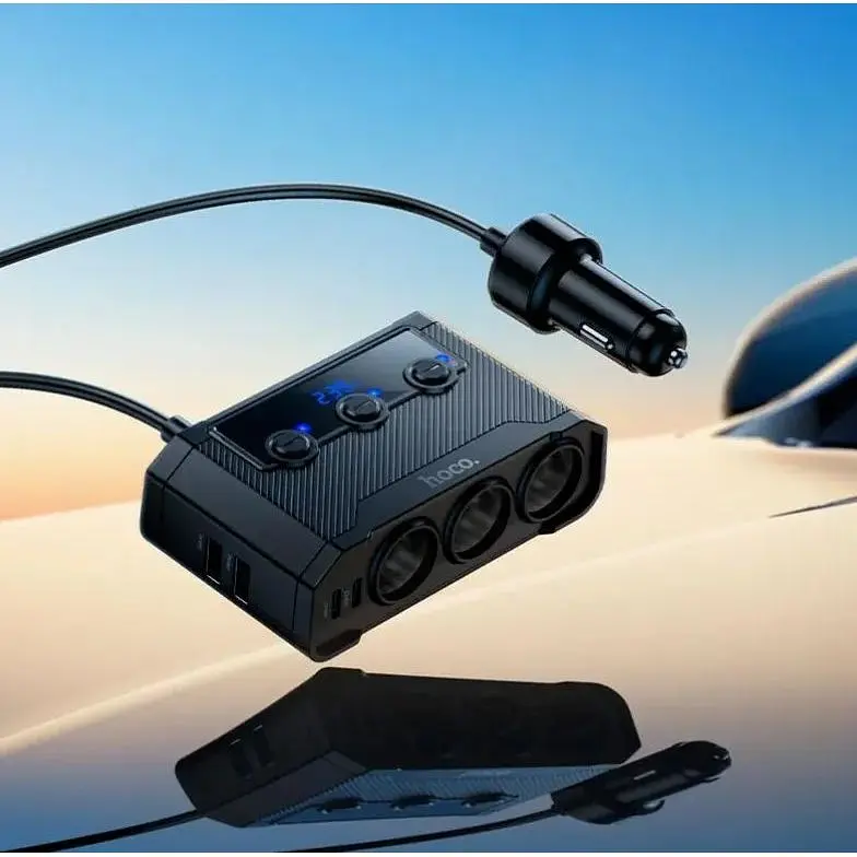 Автомобильный USB-адаптер Hoco Anshun Z64 для зарядки гаджетов Черный - фото 7