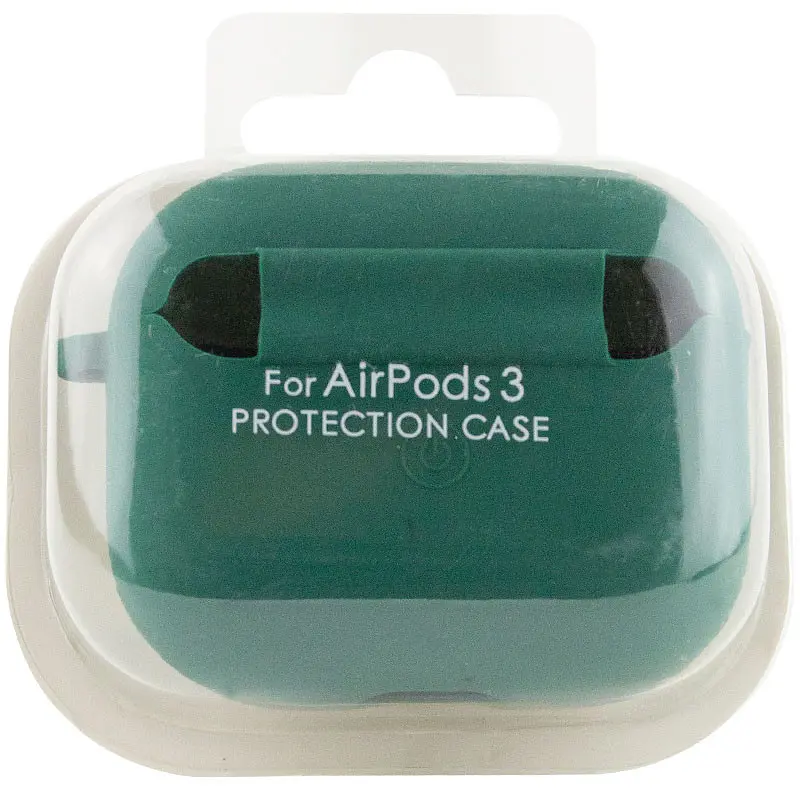 Силиконовый футляр с микрофиброй для наушников Airpods 4 Зеленый / Pine Needle - фото 3