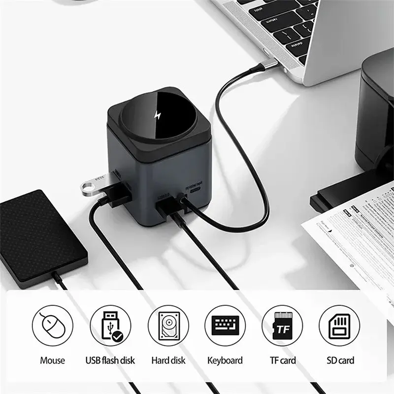 БЗП Wi-W025 Cube 9in1 USB-C + HUB Gray Wiwu teh0029894 - фото 4