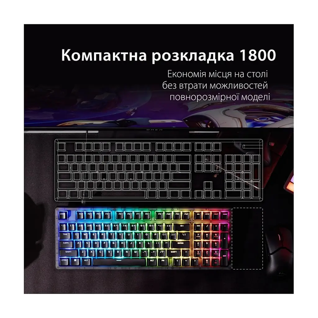 Клавіатура HyperX Origins 2 1800 HX Red USB UA Black (B4QS4AA) - фото 3