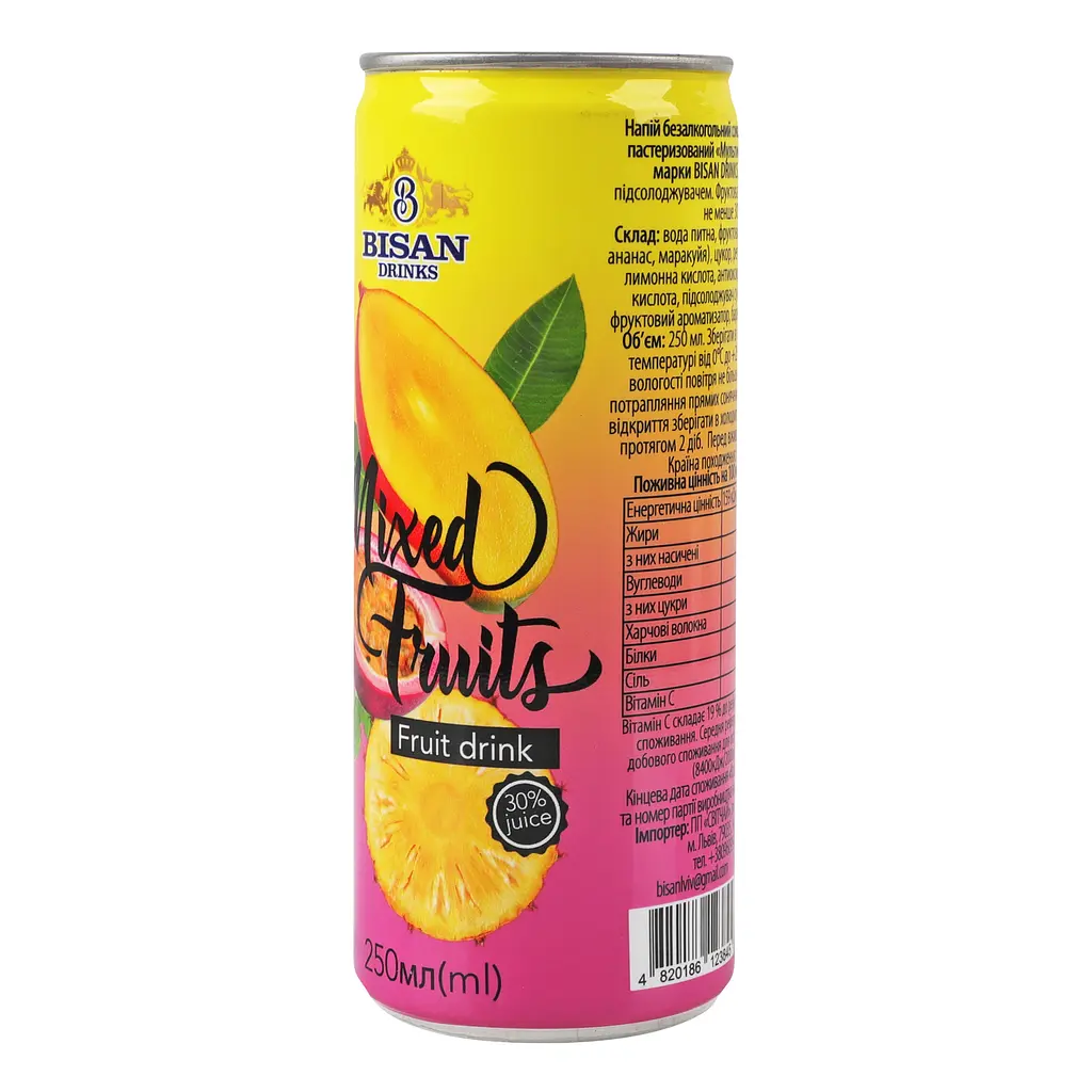 Напиток Bisan 30% fruit juice drink Mixed Fruit 250 мл  - фото 4