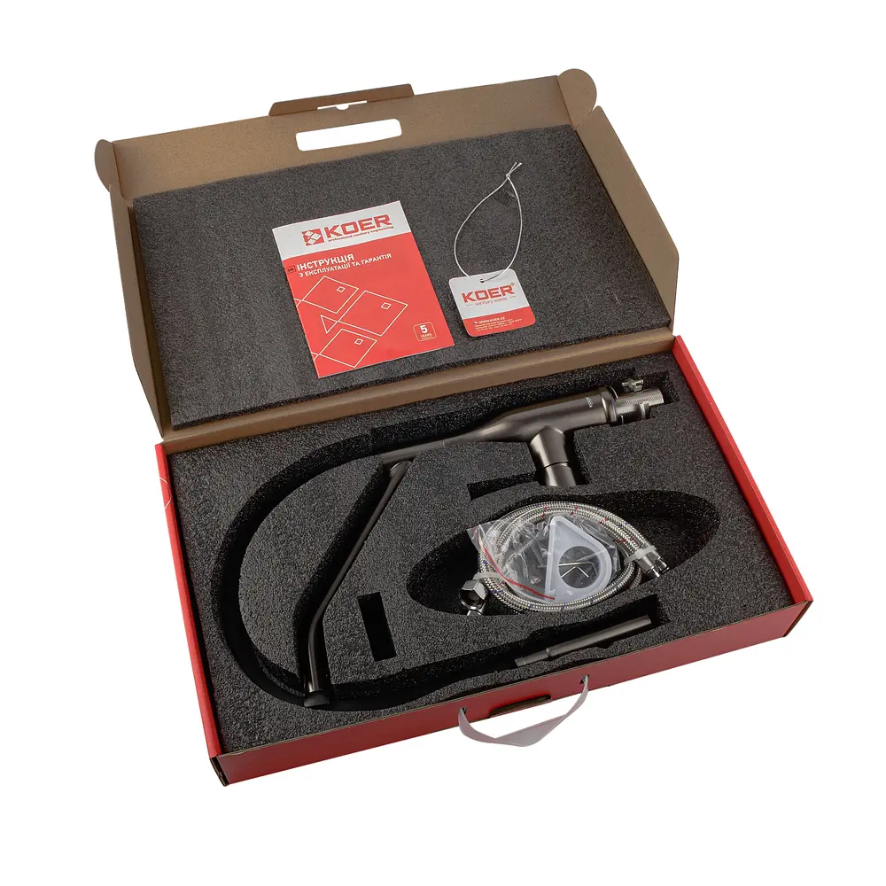 Смеситель для кухни Koer KI-70026-07 с черным силиконовым изливом KR5211 Графит - фото 5