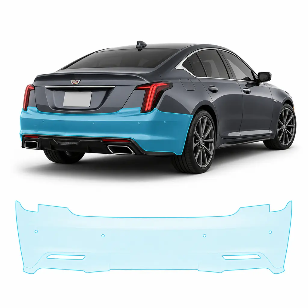 Антигравійна захисна бронеплівка за лекалами для Cadillac CT5 I 2019-2024 - задній бампер