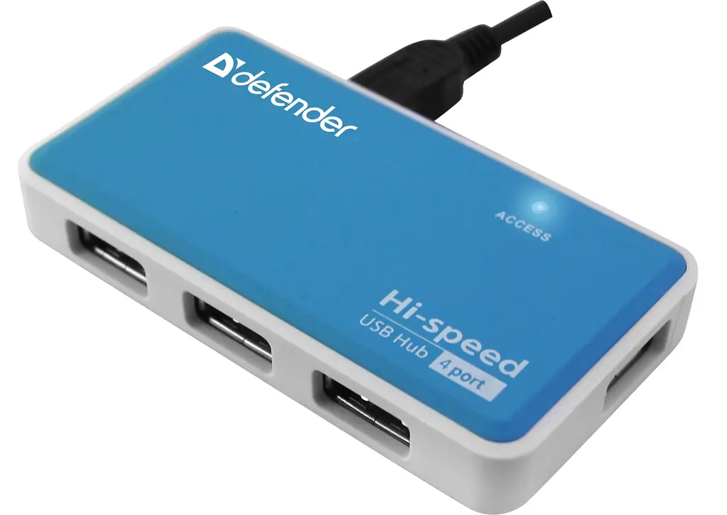 USB-хаб Defender Quadro Power+Adapter 4xUSB 2.0 220V (83503) (6054145) - фото 4
