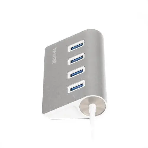 Хаб USB Maxxter HU3A-4P-01, Silver, USB 3.0 - 4xUSB 3.0, кабель 30 см, алюмінієвий корпус - фото 2