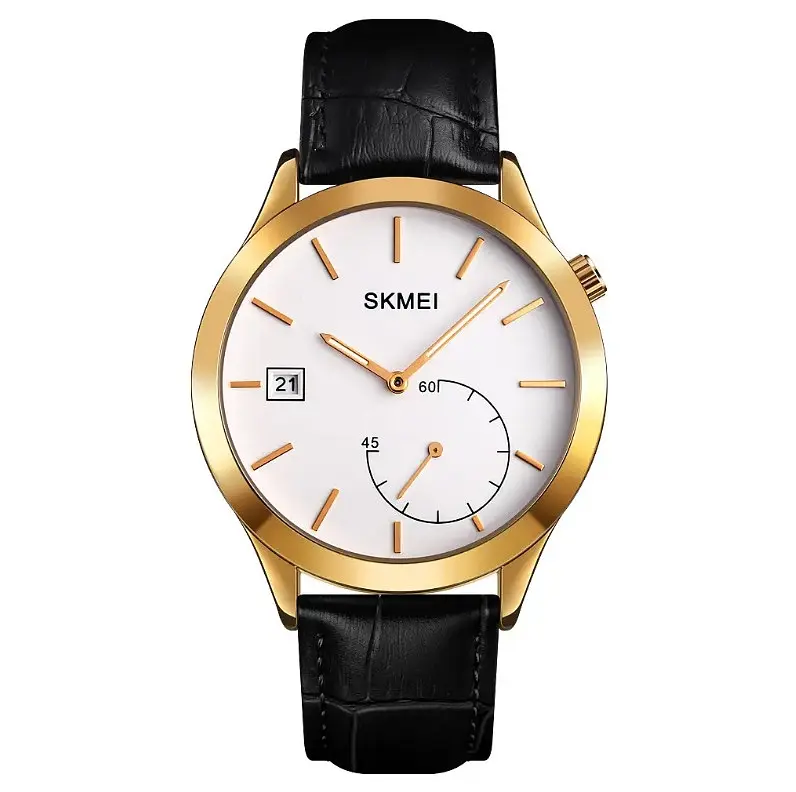 Чоловічий кварцовий годинник Skmei 1581 Prestige чорні з золотим - фото 2