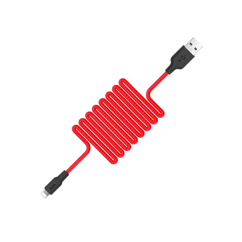 Кабель Hoco X21 USB to iP 2A 1 м silicone TPE connectors чорний+Червоний - фото 3