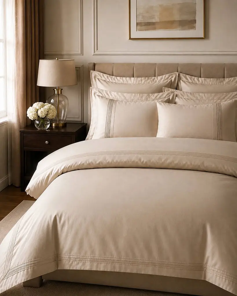 Комплект постільної білизни Євро Issimo Talisker Beige 200×220 см, сатин Premium 300 TC ексклюзив TC303376389 - фото 2