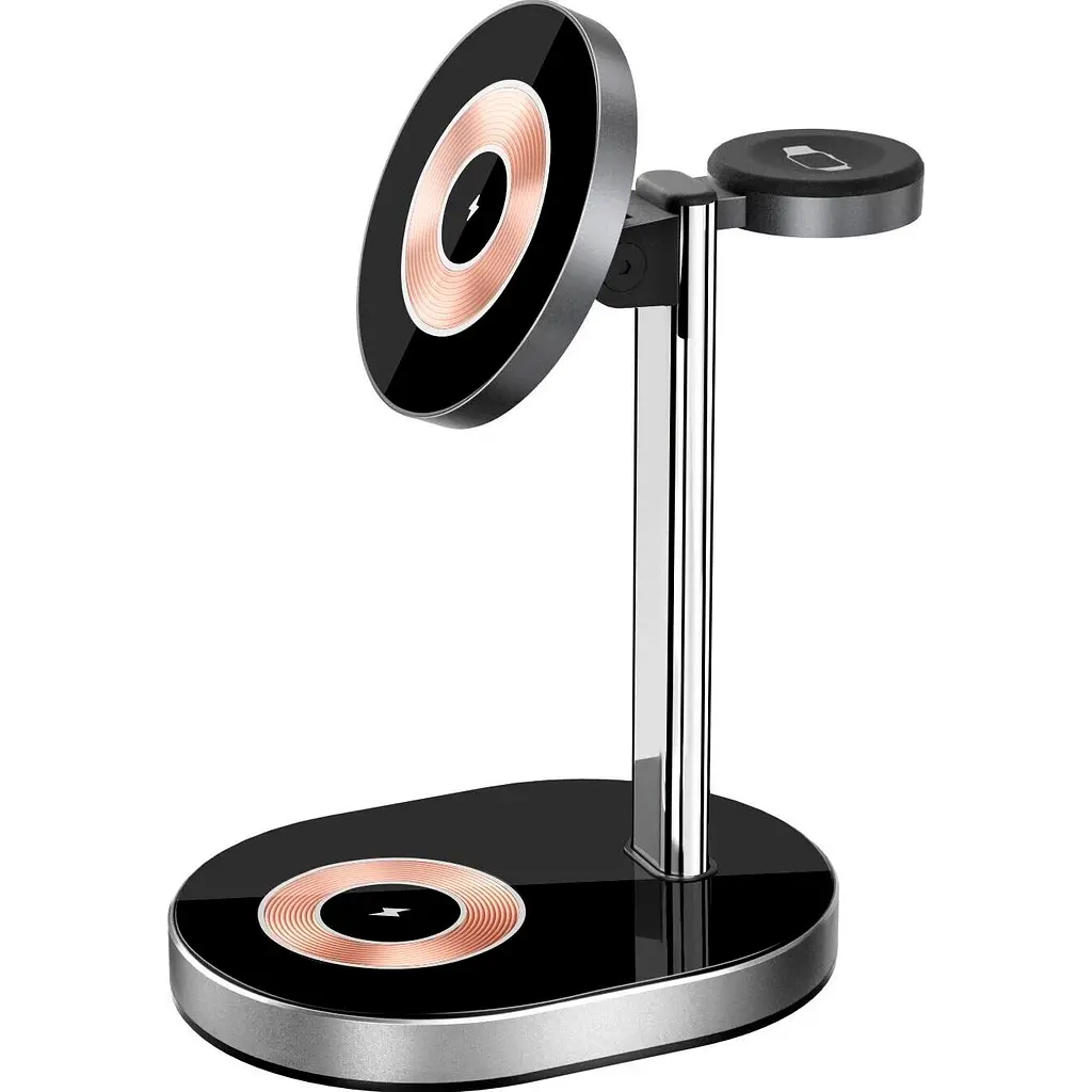 Бездротовий зарядний пристрій WiWU Wi-W003 3 в 1 Wireless Charger with MagSafe Black [97684] - фото 5