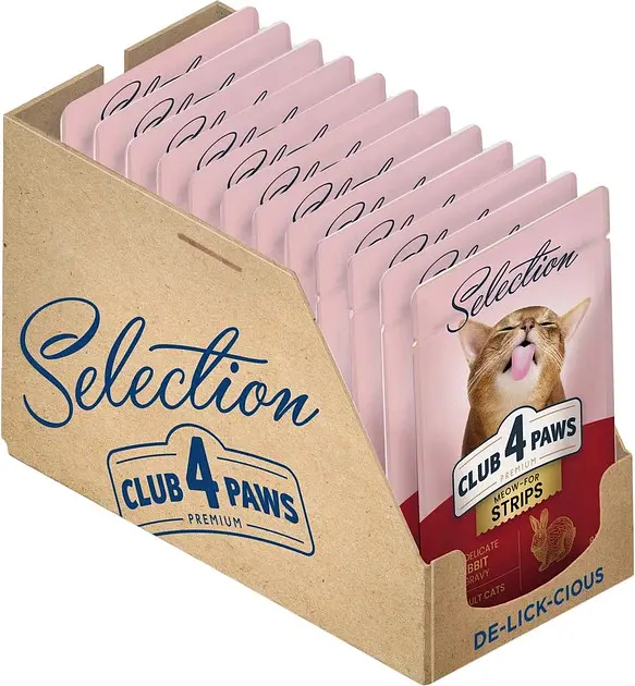Вологий корм для котів Club 4 Paws Selection смужки з кроликом у соусі 85 г x 12 B5631901