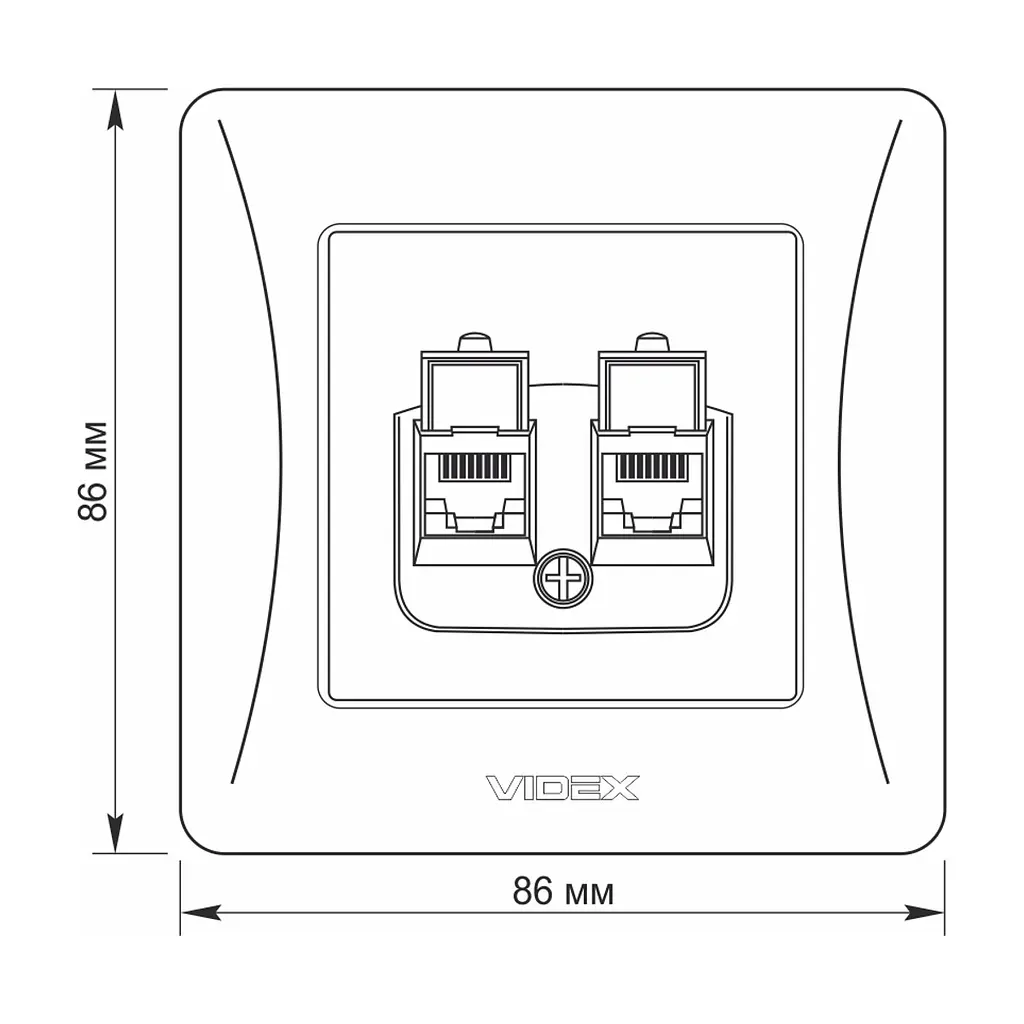 Комп'ютерна розетка Videx BINERA CAT6 + CAT6 подвійна сереб (VF-BNSK2PC6-SS) - фото 5