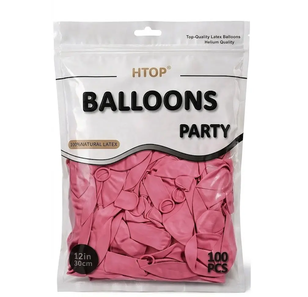 Надувні повітряні кулі HTOP 100 шт Party Balloons 30 см Товари для оформлення Дня народження Святкова атрибутика Темно Рожевий - фото 2