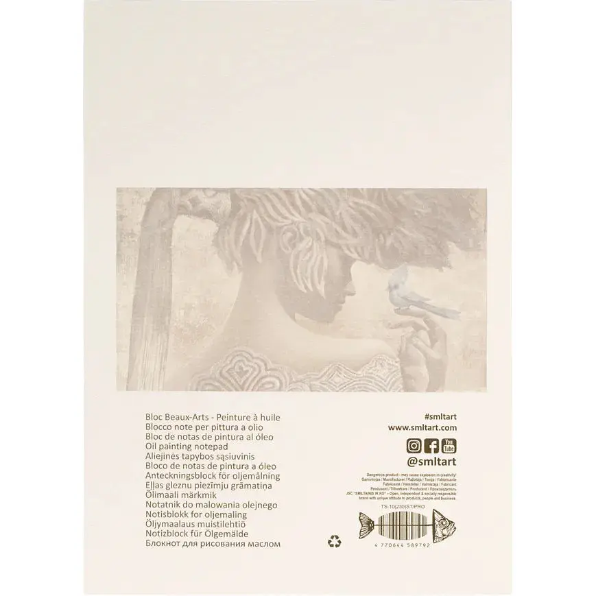 Блокнот для масла SM-LT Art Pro Create 20х28 см 230 г/м² белая льняная бумага 10 листов - фото 2