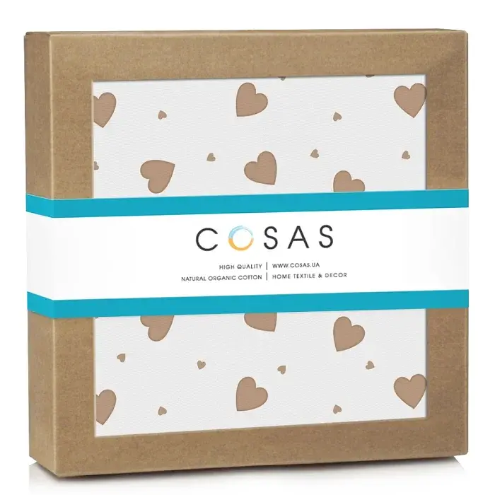 Багаторазова непромокаюча пелюшка Cosas Beige Hearts 100х140 см біла з бежевим (Diaper_BeigeHearts_100x140) - фото 2