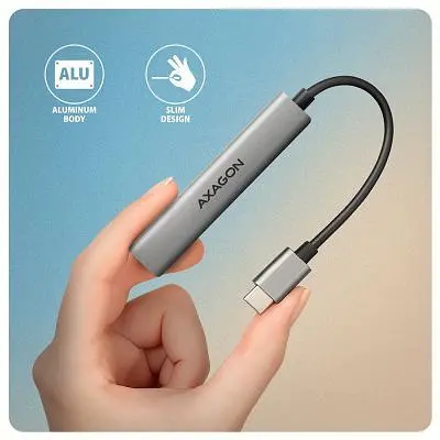 Концентратор Axagon USB-C to 1xUSB-A 5Gbps + 2xUSB-A 480Mbps + 1xUSB-C 480Mbps 0.12m aluminum (HUE-STC) - фото 6