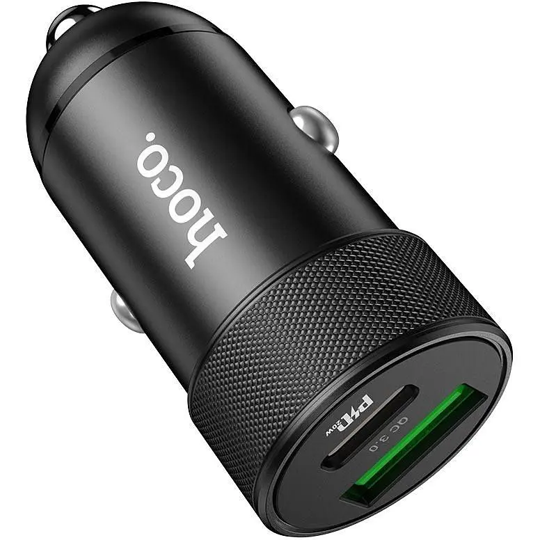 Автомобильное зарядное устройство Hoco Z32B 20W PD Type-C + QC3.0 (1USB/3A) Black - фото 2