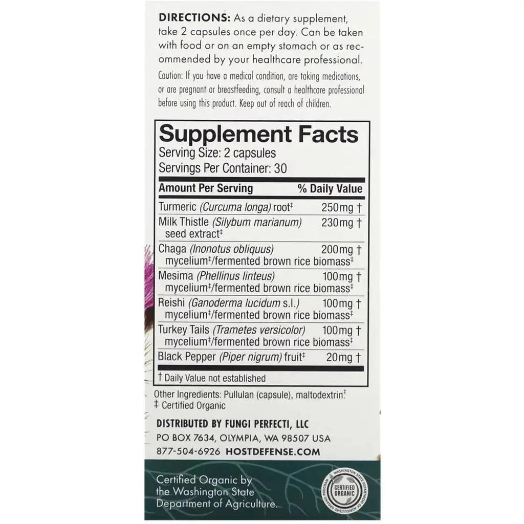 Формула для печінки Fungi Perfecti Helps Support Liver Health Host Defense 60 капсул - фото 3